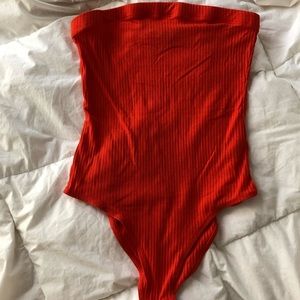 Blood orange tube top body suit